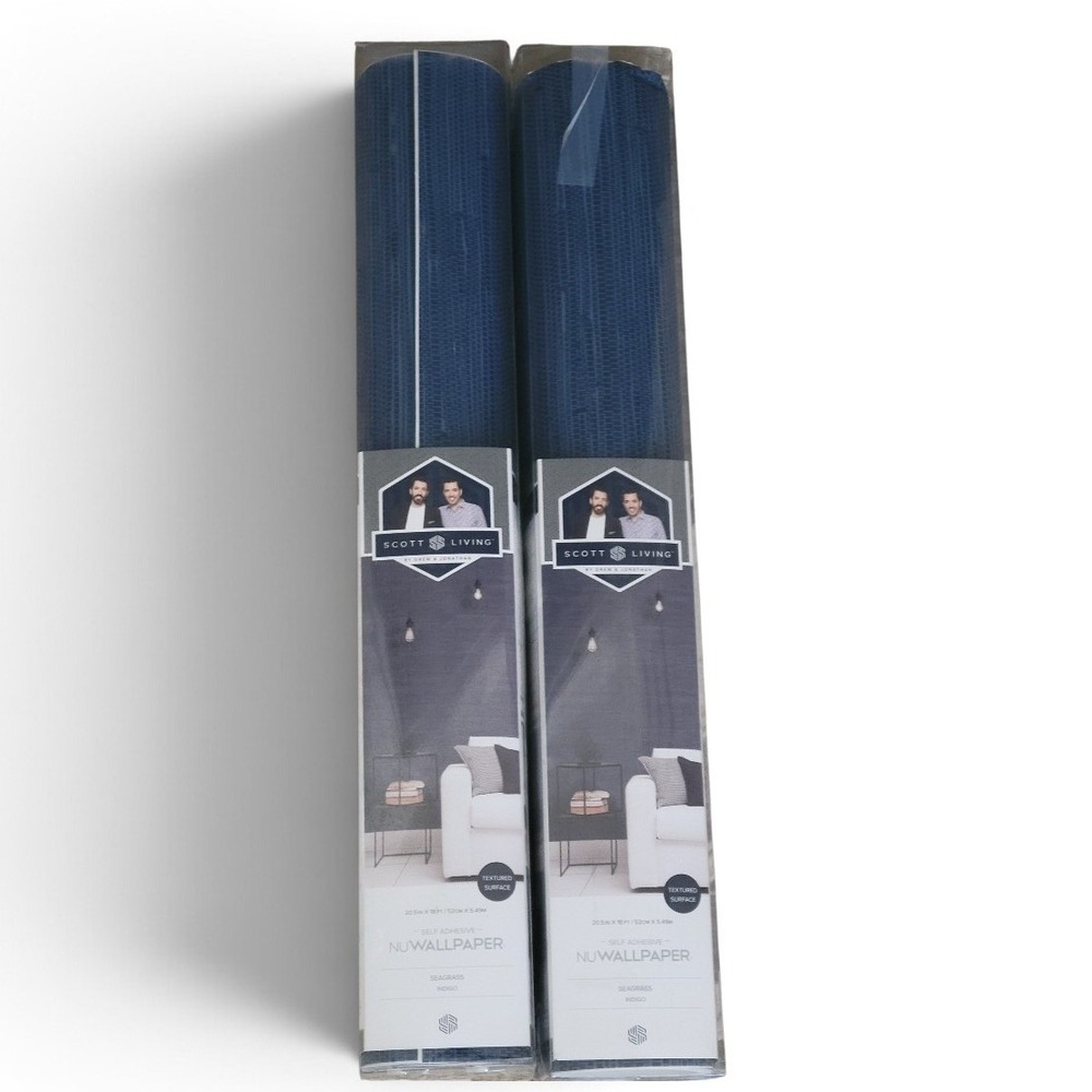 Scott Living Seagrass Indigo Peel Stick Textured Wallpaper 30.75 Sq Ft 2 Rolls